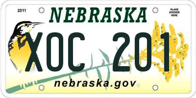 NE license plate XOC201