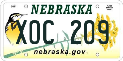 NE license plate XOC209
