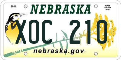 NE license plate XOC210