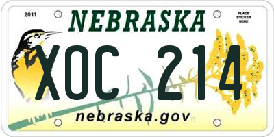 NE license plate XOC214