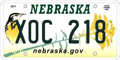 NE license plate XOC218