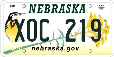 NE license plate XOC219