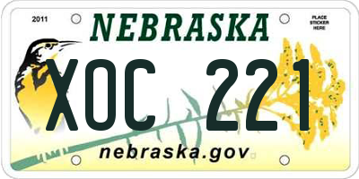 NE license plate XOC221