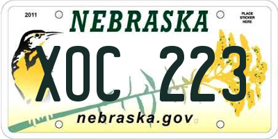 NE license plate XOC223