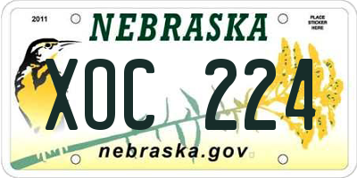 NE license plate XOC224