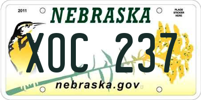 NE license plate XOC237