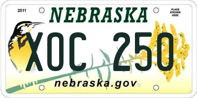NE license plate XOC250