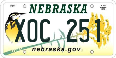 NE license plate XOC251
