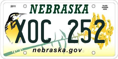 NE license plate XOC252