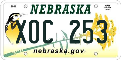 NE license plate XOC253