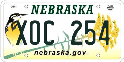 NE license plate XOC254