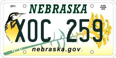 NE license plate XOC259
