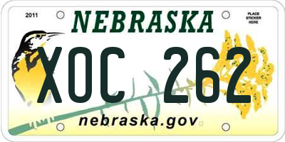NE license plate XOC262