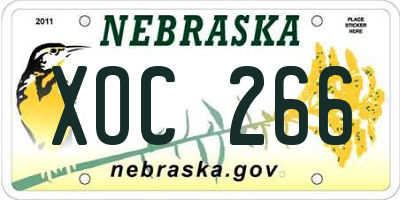 NE license plate XOC266