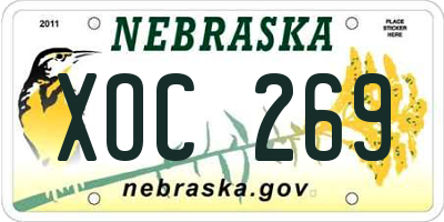 NE license plate XOC269