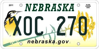 NE license plate XOC270