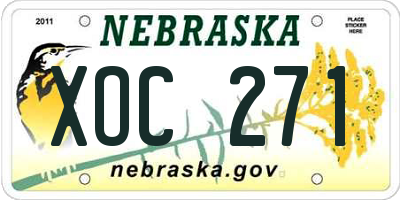 NE license plate XOC271