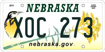 NE license plate XOC273