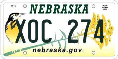NE license plate XOC274