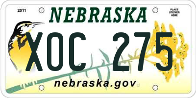 NE license plate XOC275