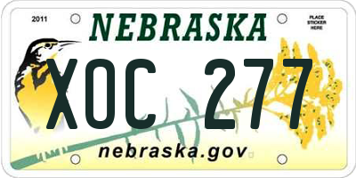 NE license plate XOC277