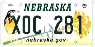 NE license plate XOC281