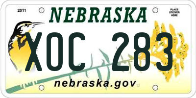NE license plate XOC283