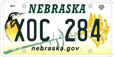 NE license plate XOC284