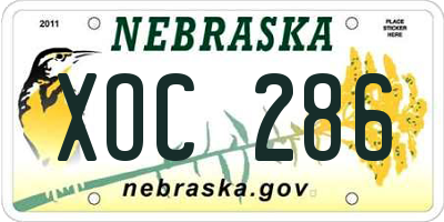 NE license plate XOC286