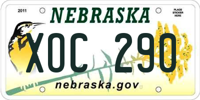 NE license plate XOC290