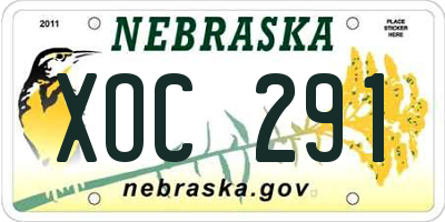 NE license plate XOC291