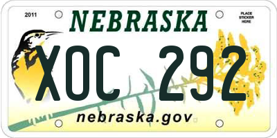 NE license plate XOC292