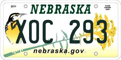 NE license plate XOC293