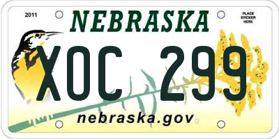 NE license plate XOC299