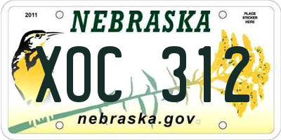 NE license plate XOC312