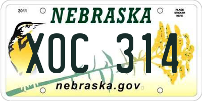 NE license plate XOC314