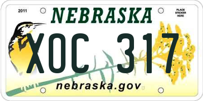 NE license plate XOC317