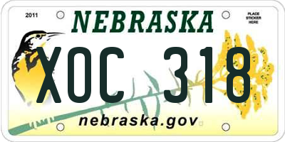 NE license plate XOC318