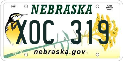 NE license plate XOC319