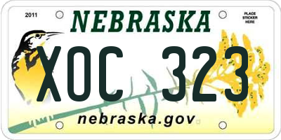 NE license plate XOC323