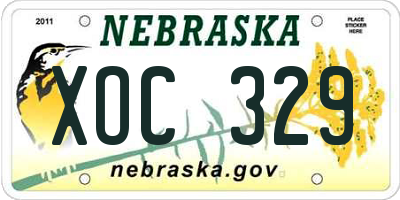NE license plate XOC329