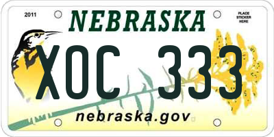 NE license plate XOC333