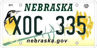NE license plate XOC335