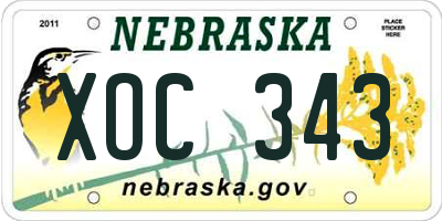 NE license plate XOC343