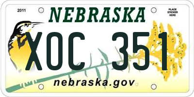 NE license plate XOC351
