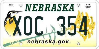 NE license plate XOC354