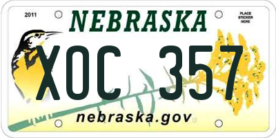 NE license plate XOC357