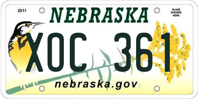 NE license plate XOC361