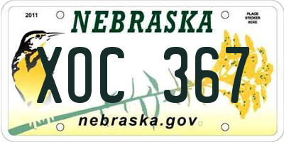 NE license plate XOC367