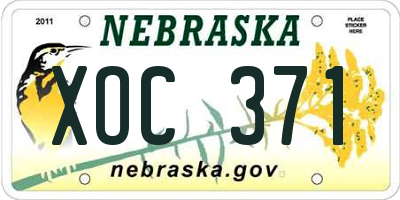 NE license plate XOC371